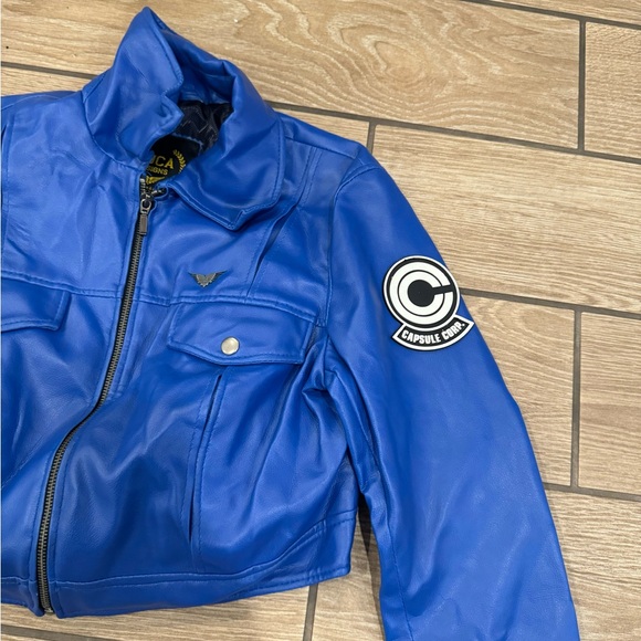 Womens Future Trunks Capsule Corp DB Purple Blue Leather Jacket - LUCA Designs - Picture 8 of 16